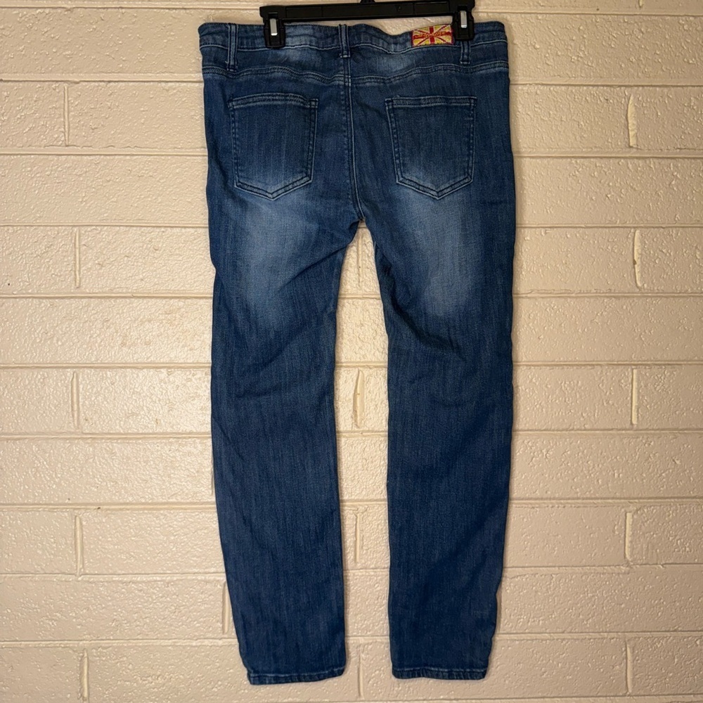 Machine Men's Ripped Blue Slim Jeans - Picture 2 of 6